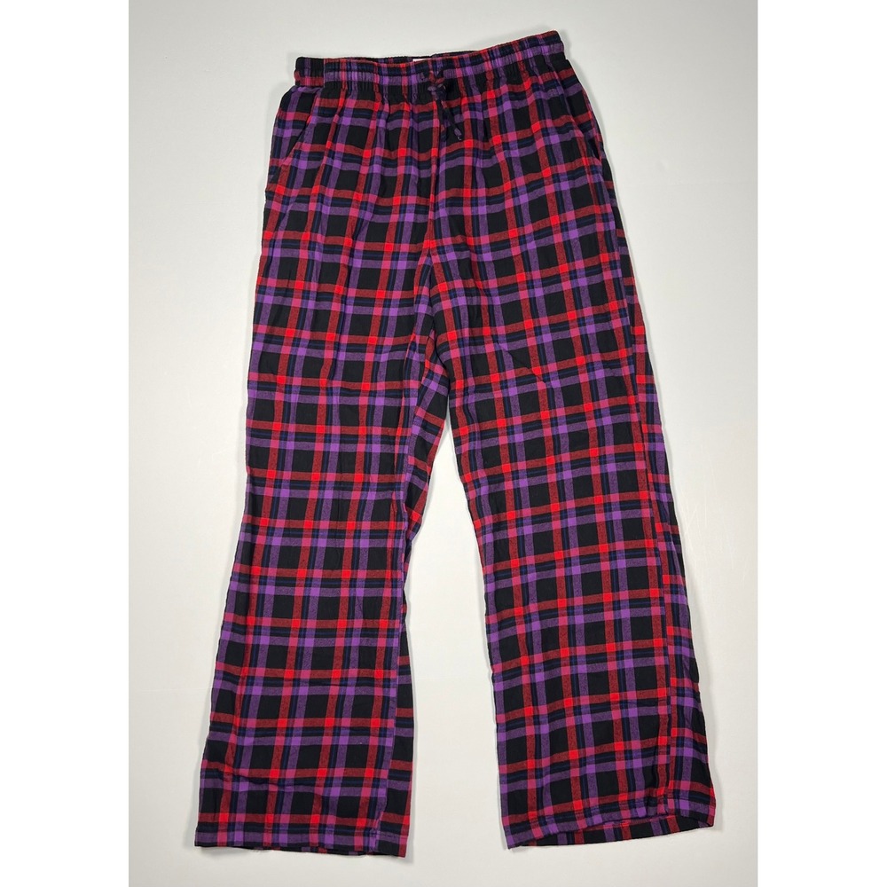 Savage‎ X Fenty Pajama Pants Women Medium Red Purple Plaid Flannel Drawstring